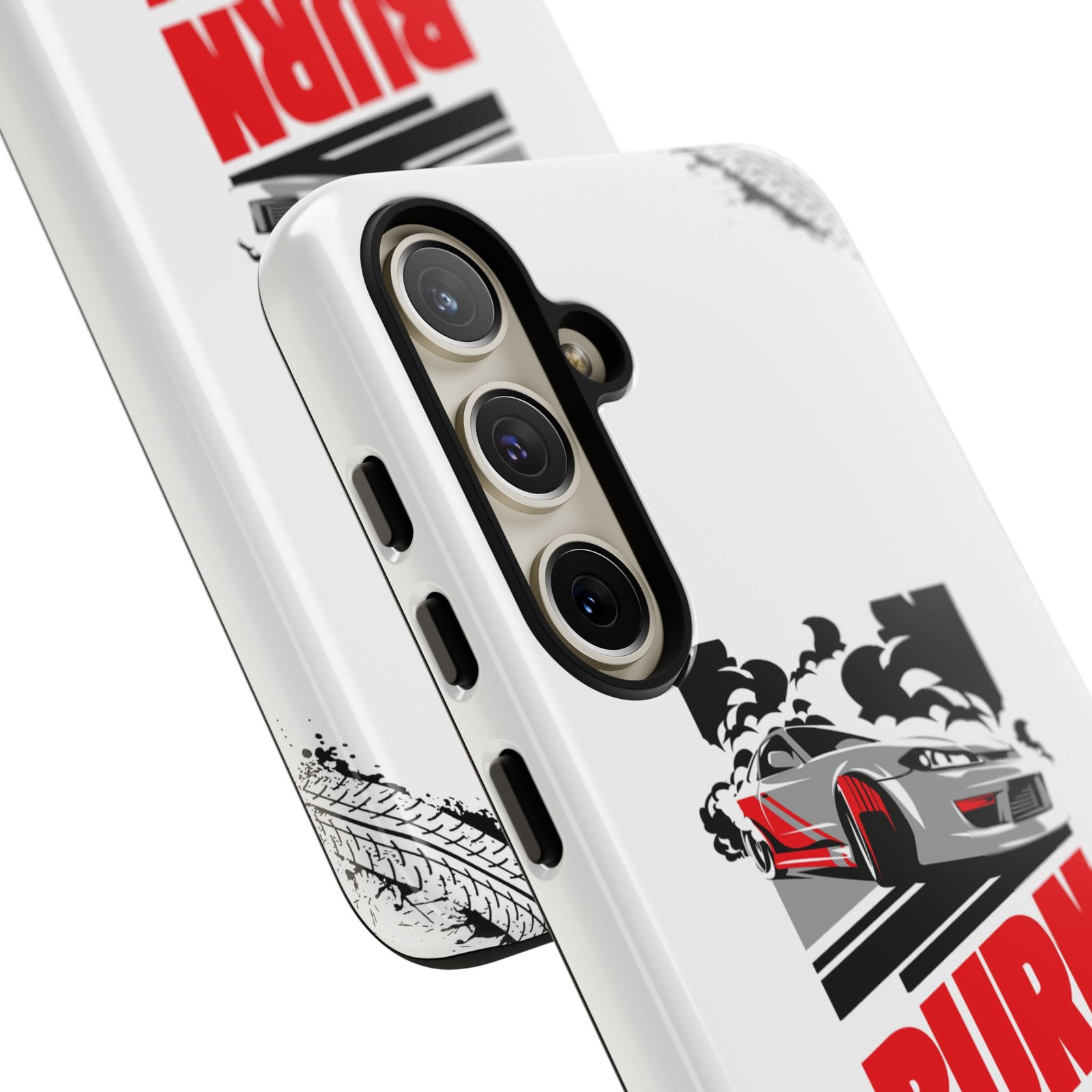 JDM Burnout Tough Car Phone Case - Samsung Galaxy S24 Plus, glossy, camera cutout close-up