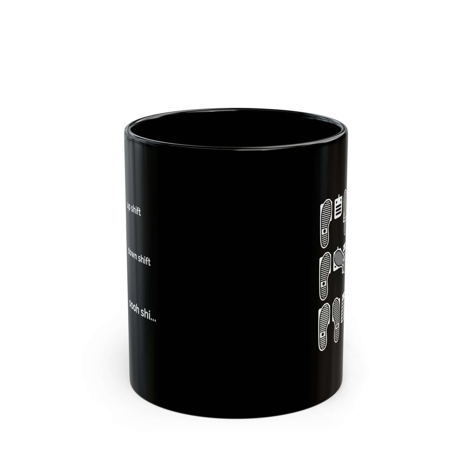 Heel Toe Rev Match Coffee Mug - 11oz black coffee mug, front view with print on both sides