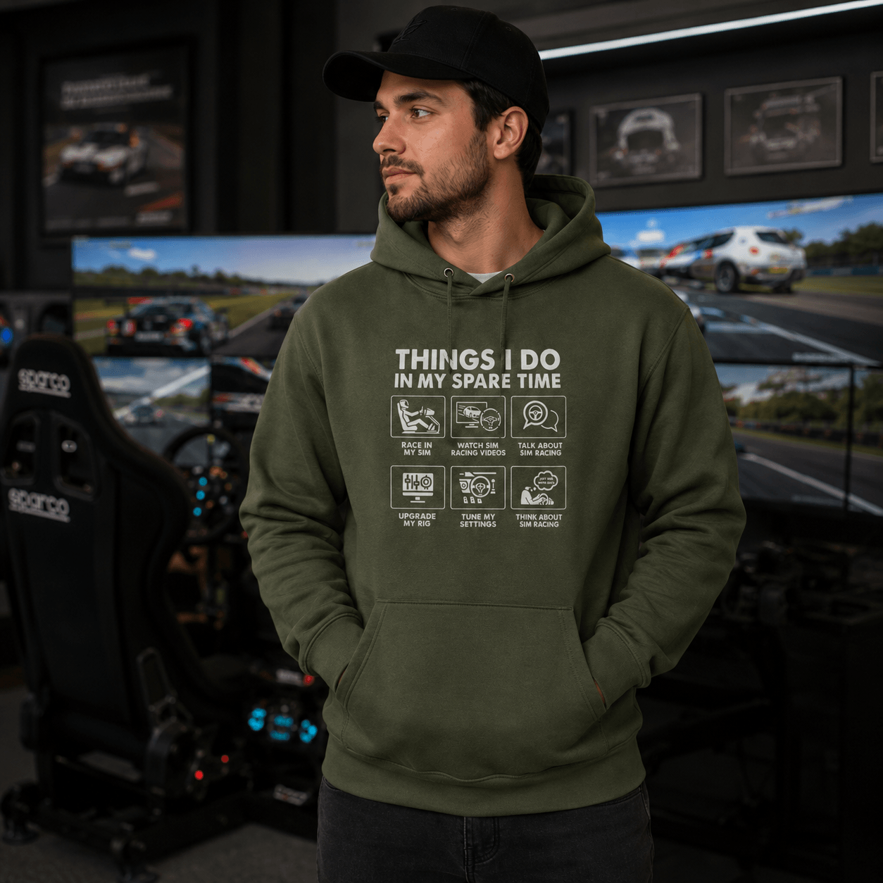 Sim Racing Hoodie - Things I Do In My Spare Time sim racer gift