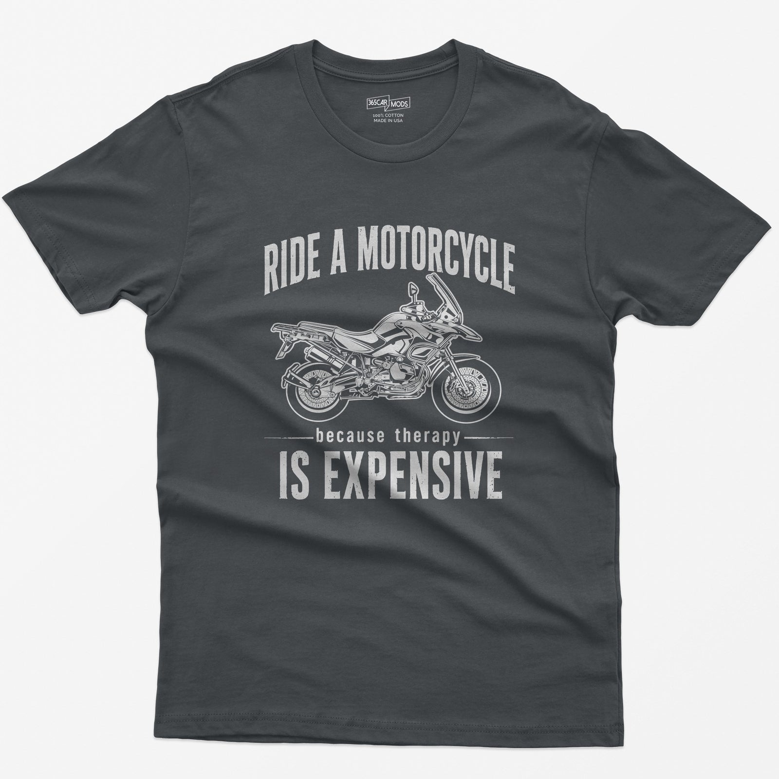 Adventure Motorcycle T-Shirt - Charcoal