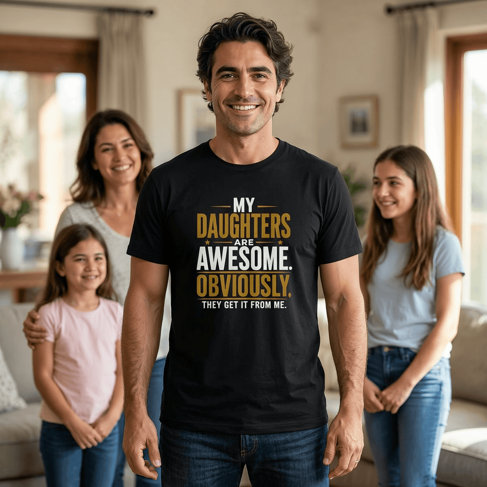 My Daughters Are Awesome t-shirt design print | Funny proud dad gift tee | 365CarMods