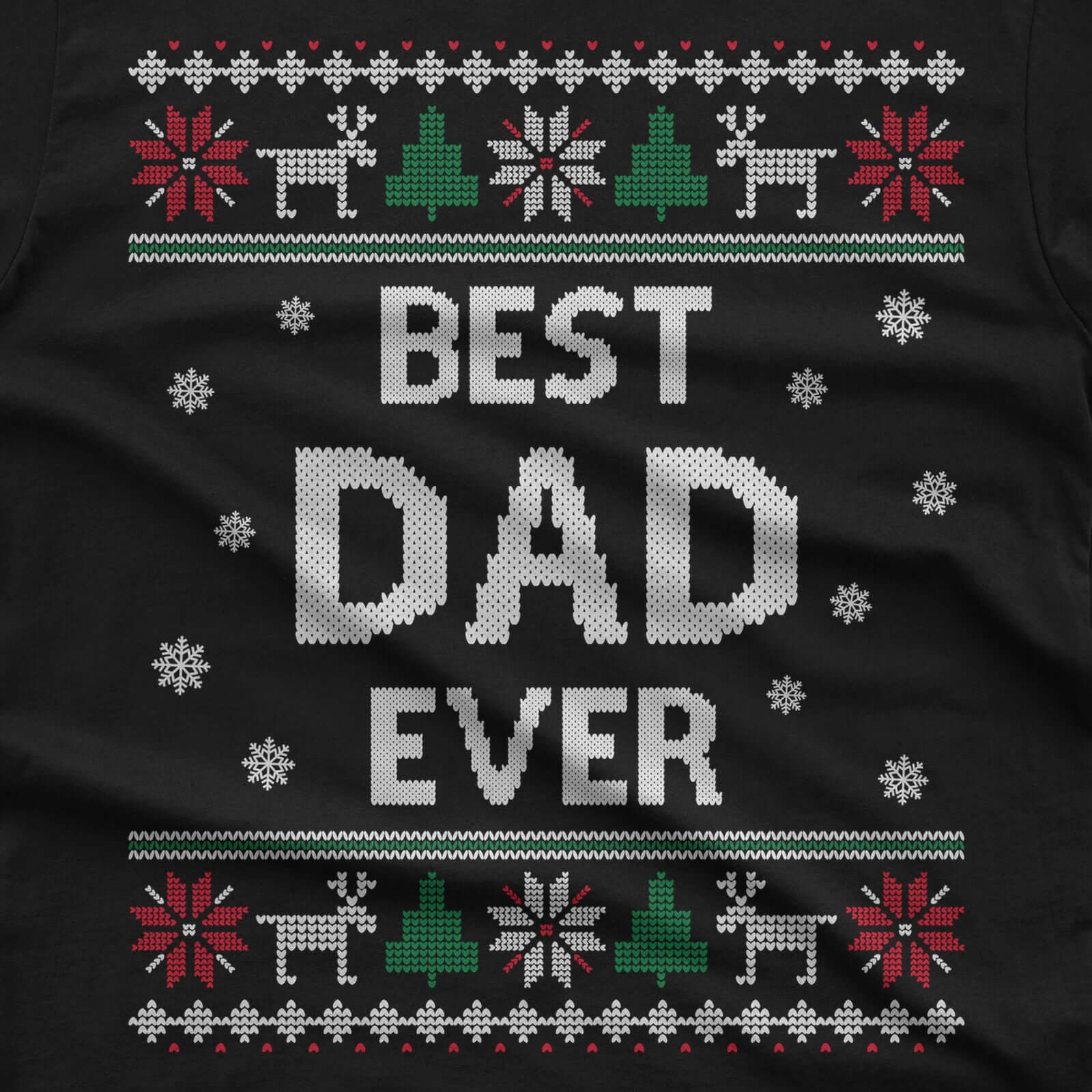 Best Dad Ever Ugly Christmas T-Shirt design close-up