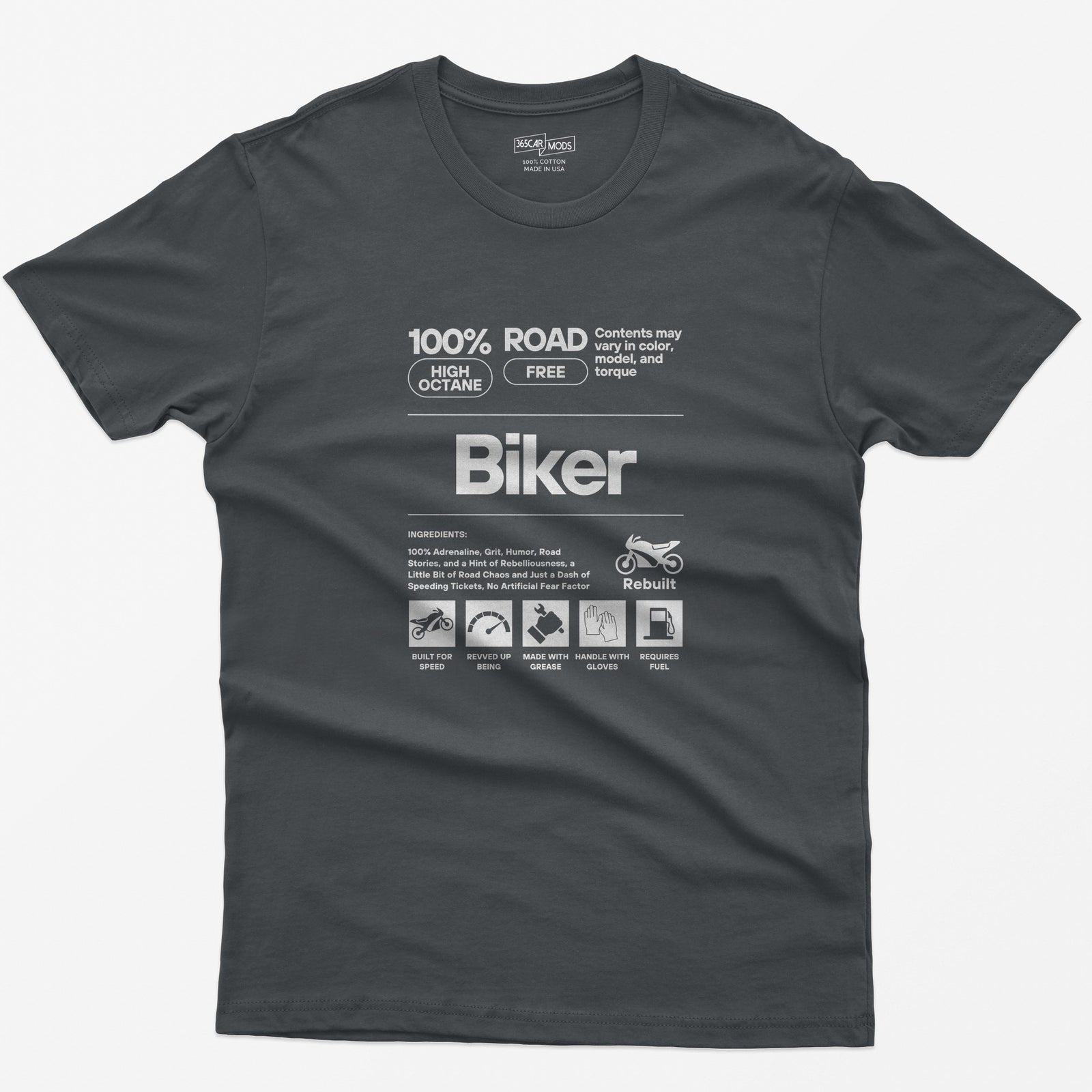 Biker Definition T-Shirt - Charcoal