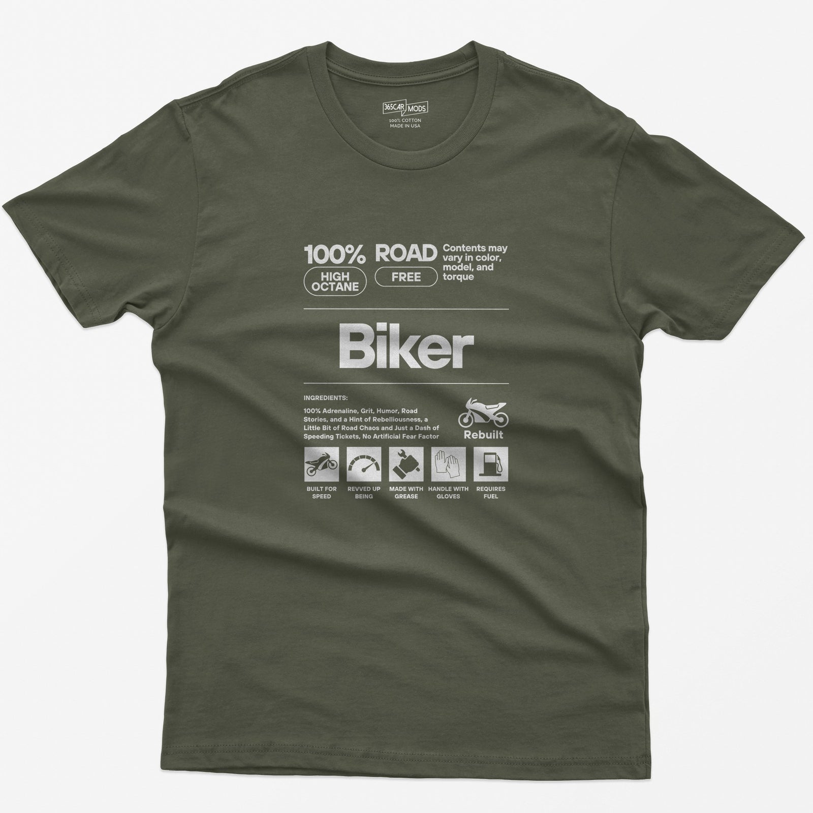 Biker Definition T-Shirt - Military Green
