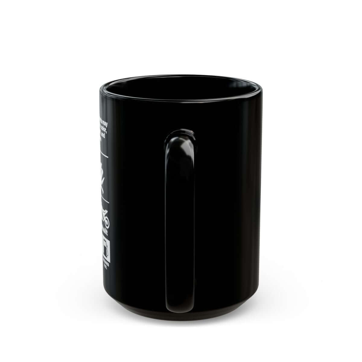 Biker Ingredients Label Coffee Mug - 15oz black coffee mug, back view