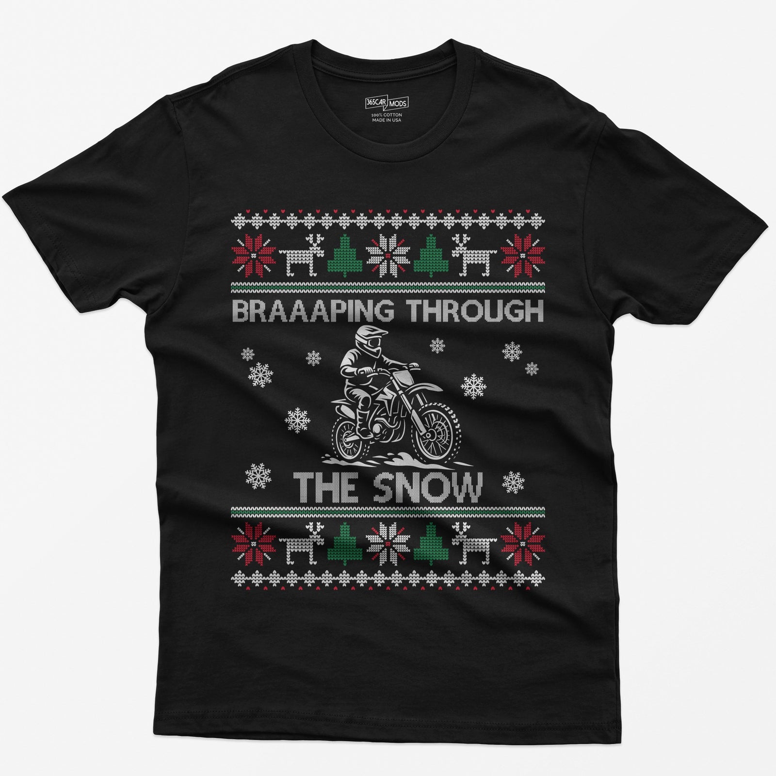 Braaaping Through the Snow Dirt Bike Christmas T-Shirt