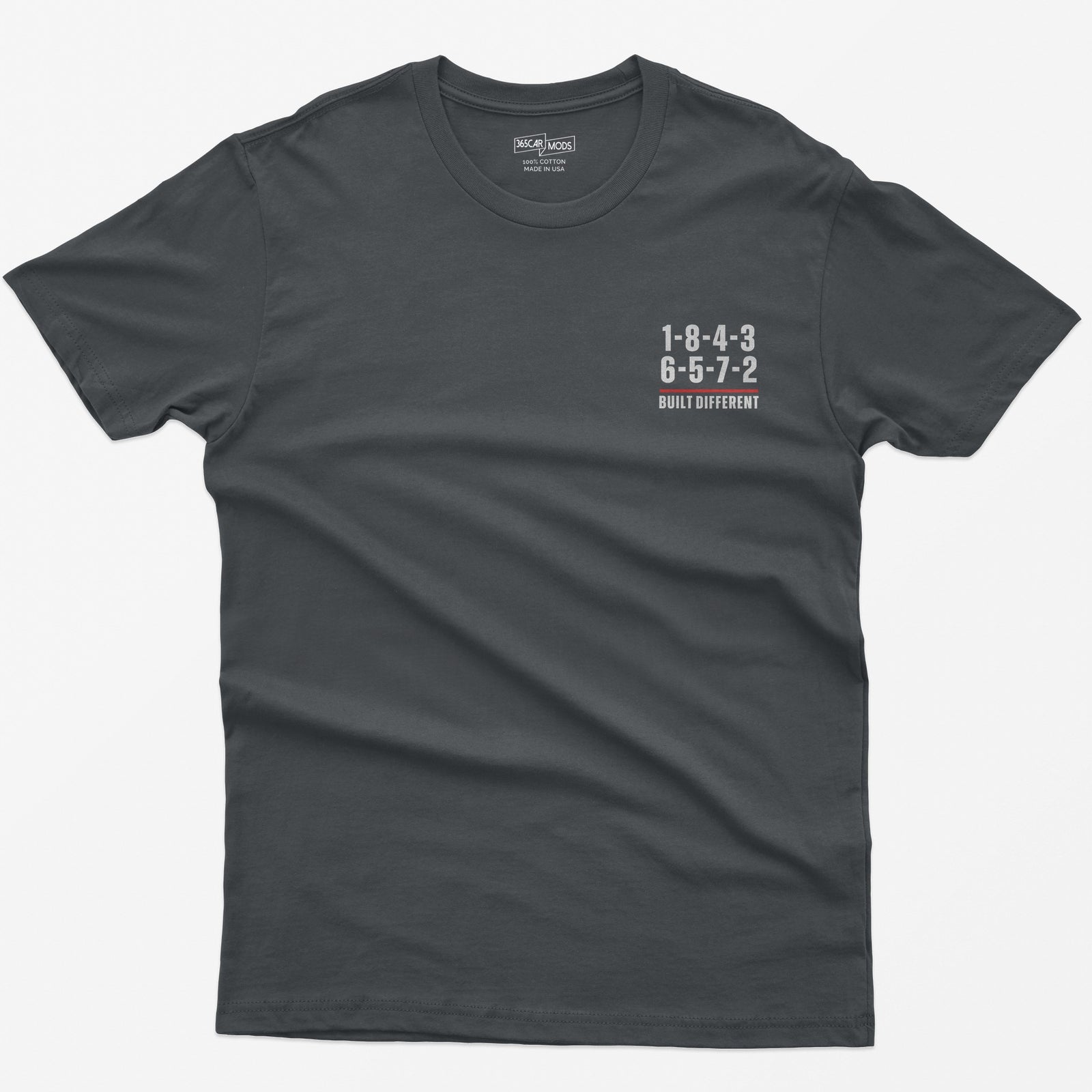 Built Different V8 Firing Order T-Shirt - Charcoal