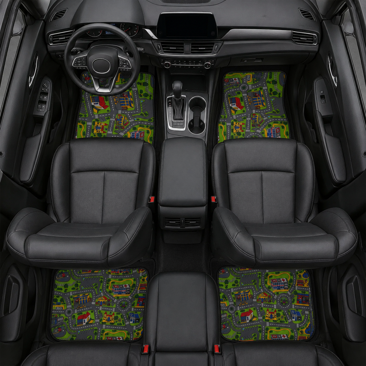 City Carpet car floor mat size comparison front rear | Novelty car mat | 365CarMods