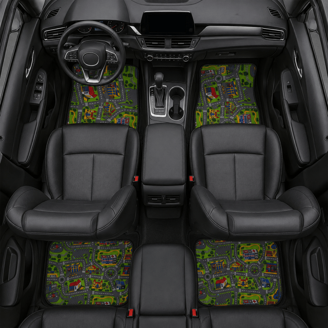 City Carpet car floor mat size comparison front rear | Novelty car mat | 365CarMods