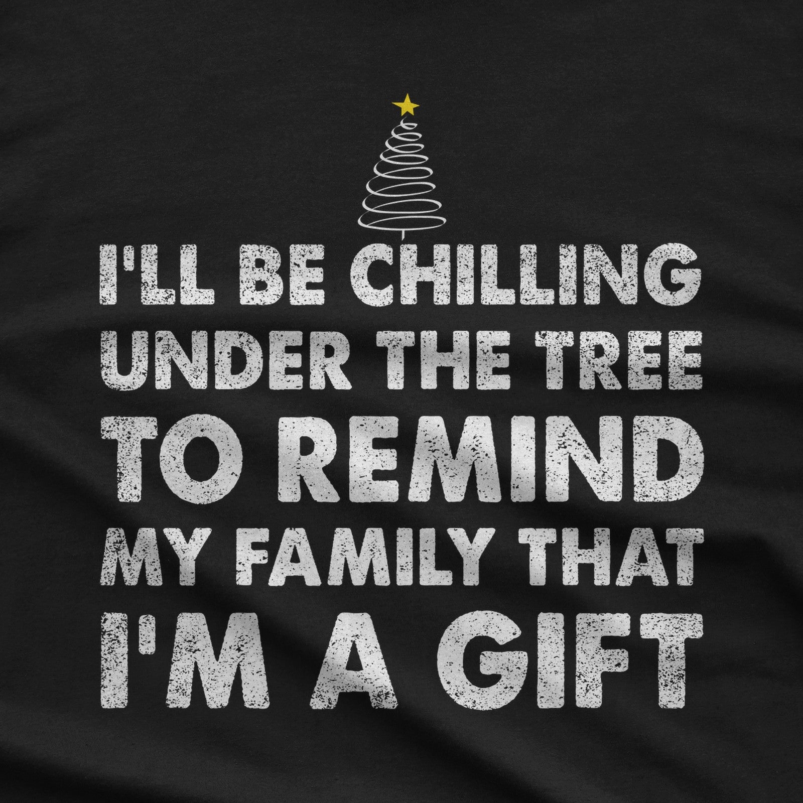 Chilling Under the Tree Christmas T-Shirt design close-up
