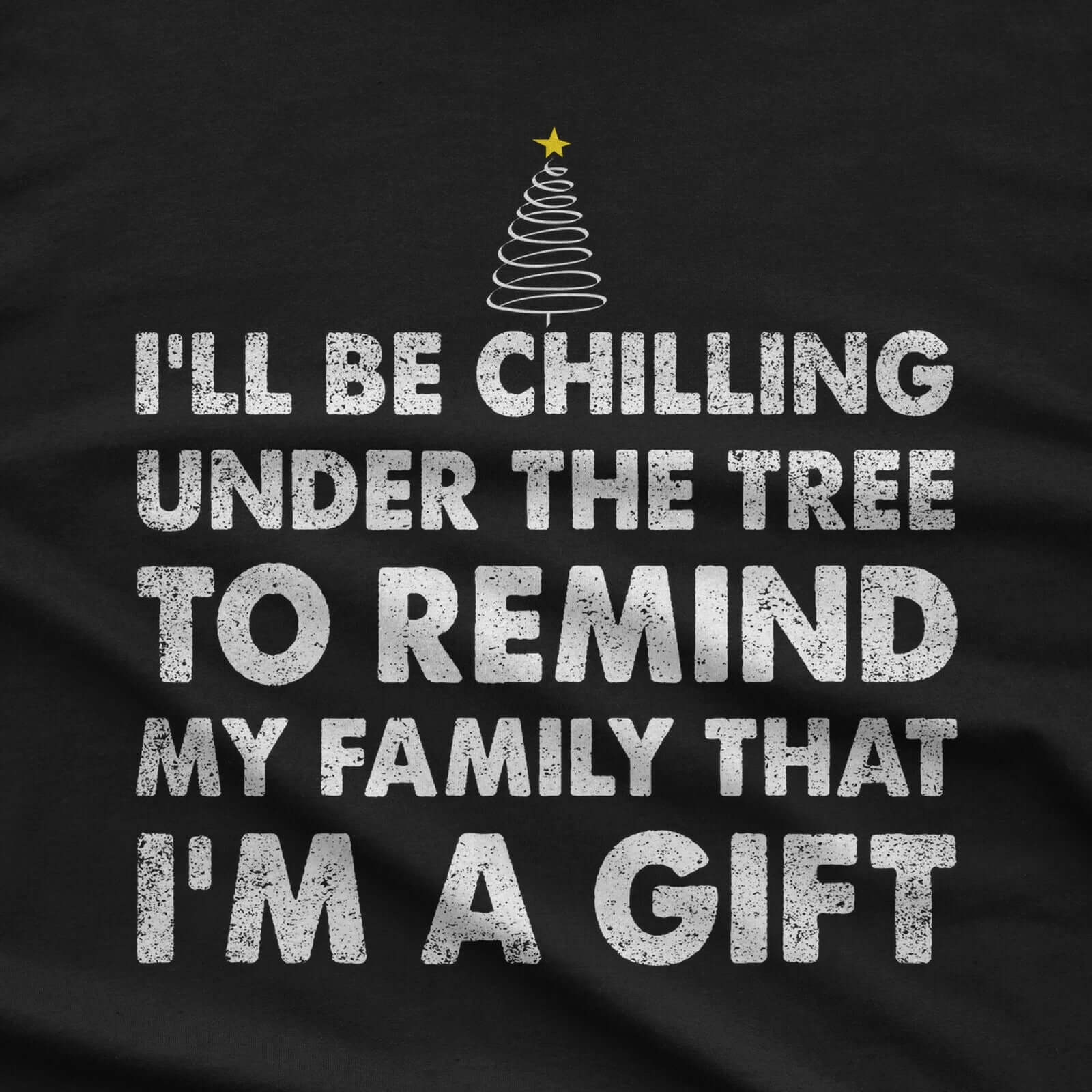Chilling Under the Tree Christmas T-Shirt design close-up