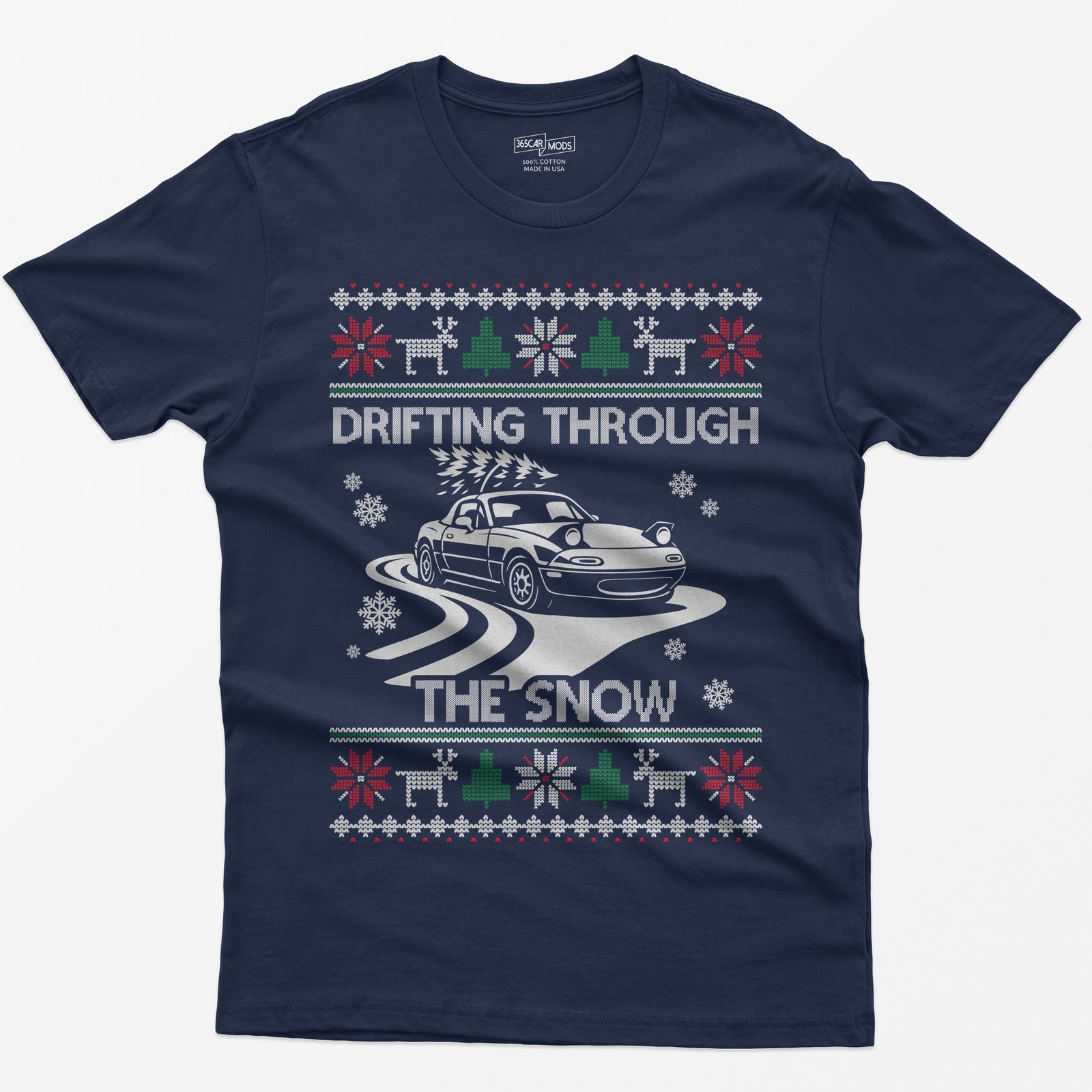 Miata MX5 Christmas Drift T-Shirt - Navy