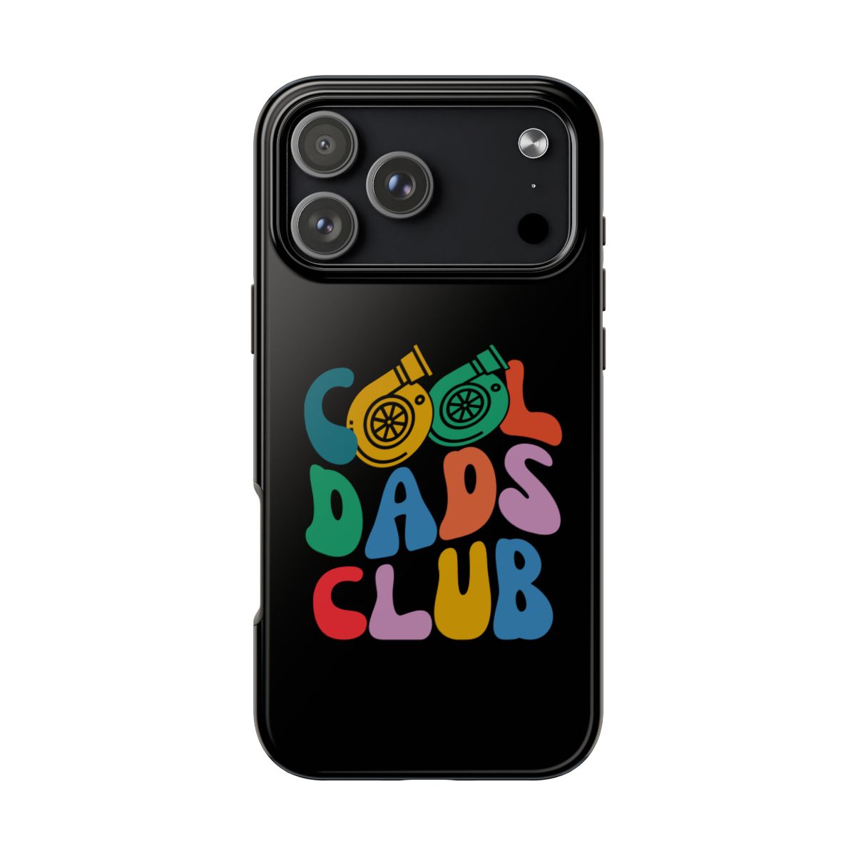 Cool Dads Club tough phone case on iPhone 18 Pro Max, back view