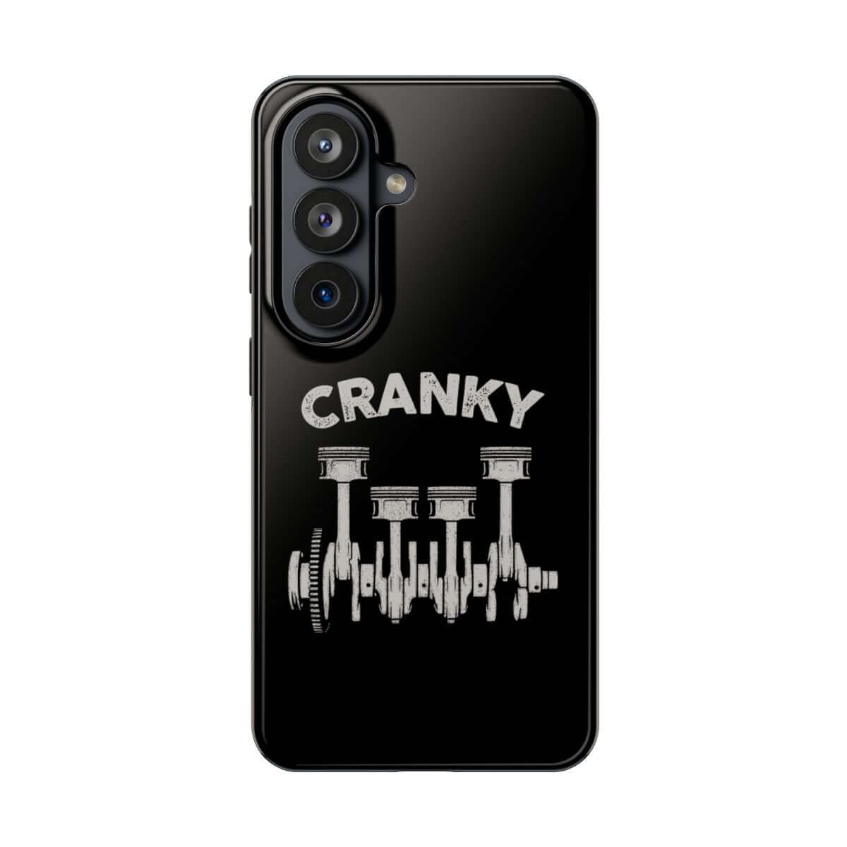 Cranky Mechanic tough phone case on Samsung Galaxy S26, back view