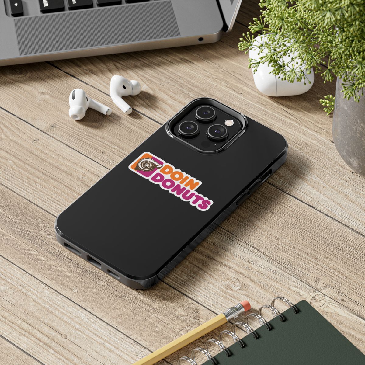 Doin Donuts tough phone case, lifestyle view