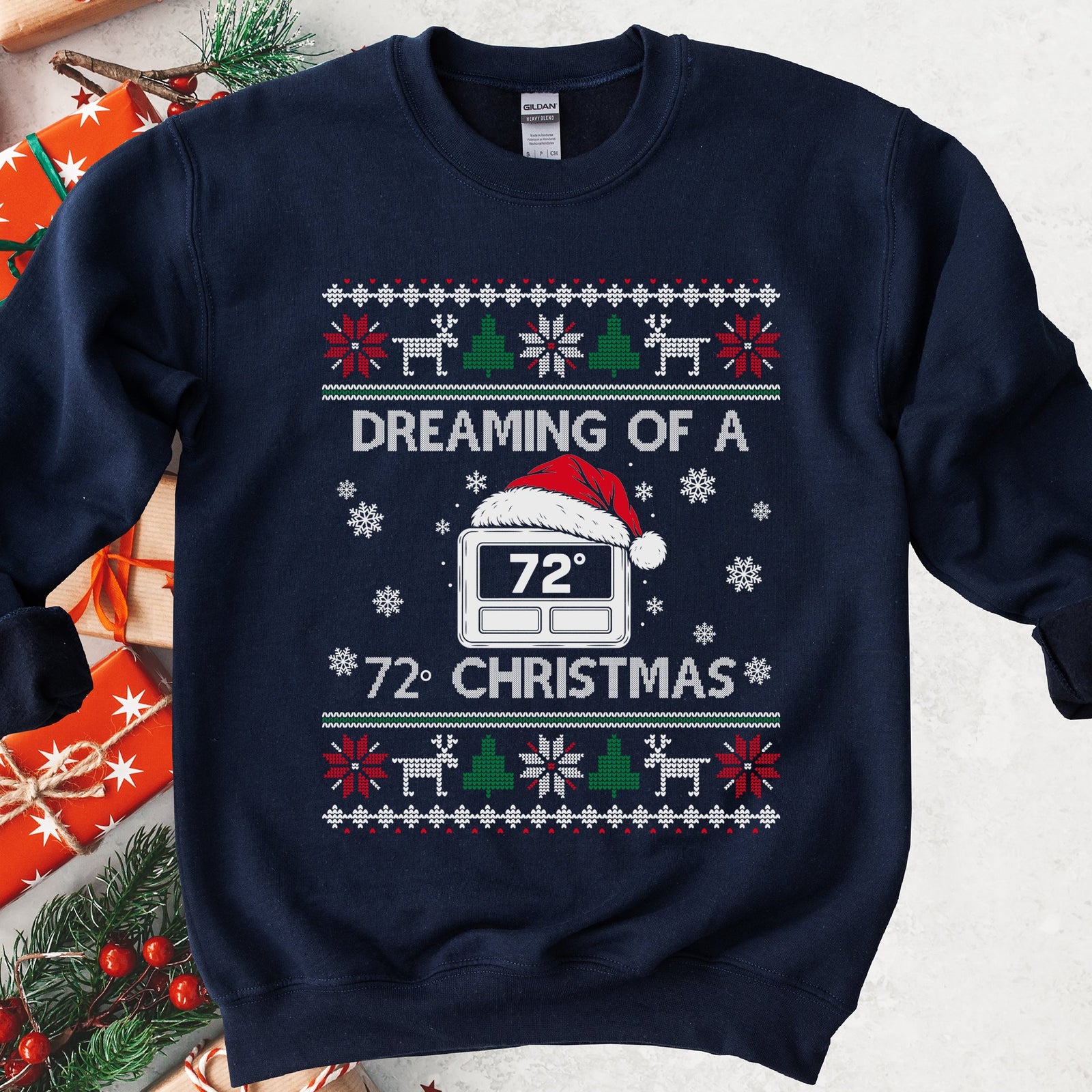 HVAC 72 degree Christmas sweatshirt in Navy