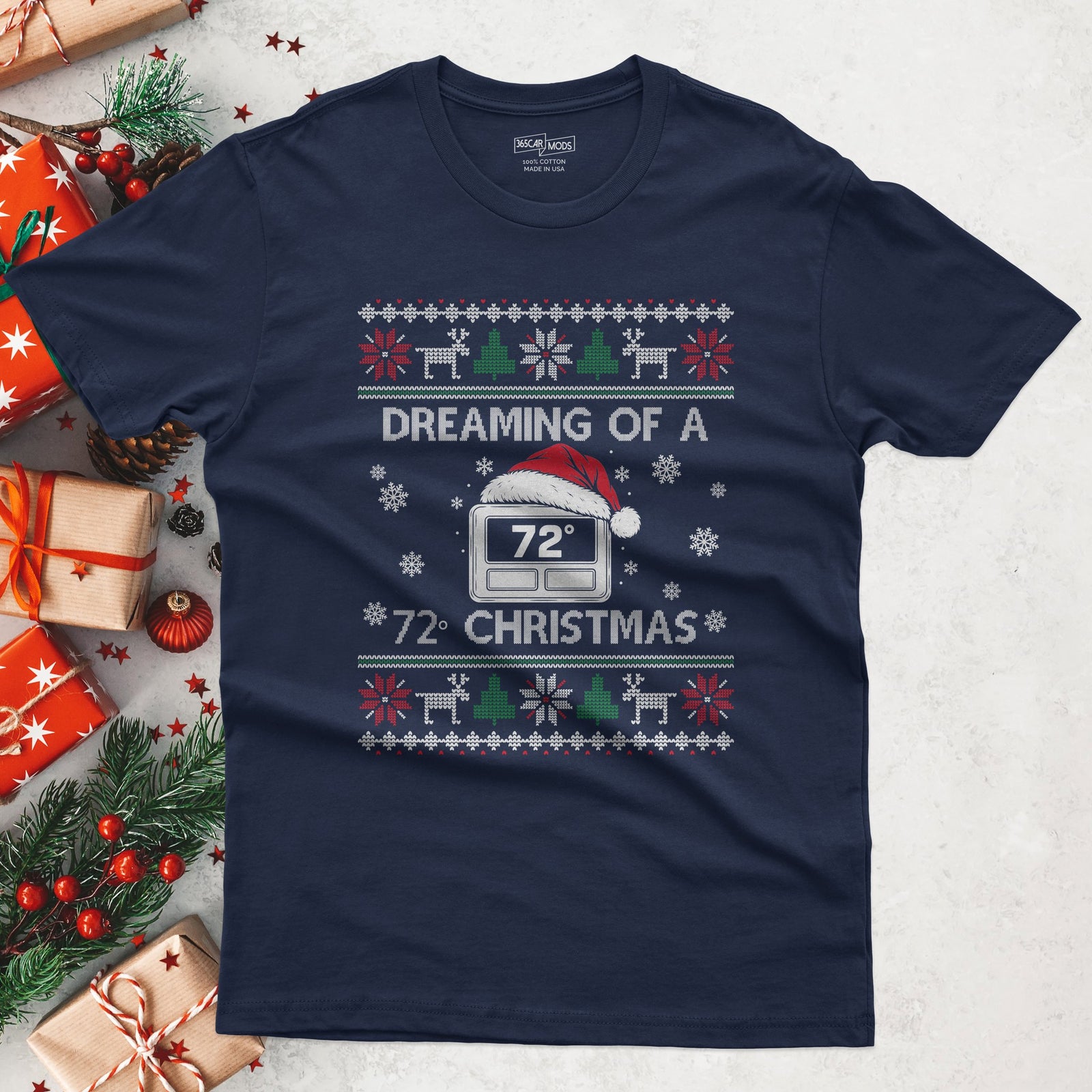 HVAC 72 degree Christmas t-shirt in Navy