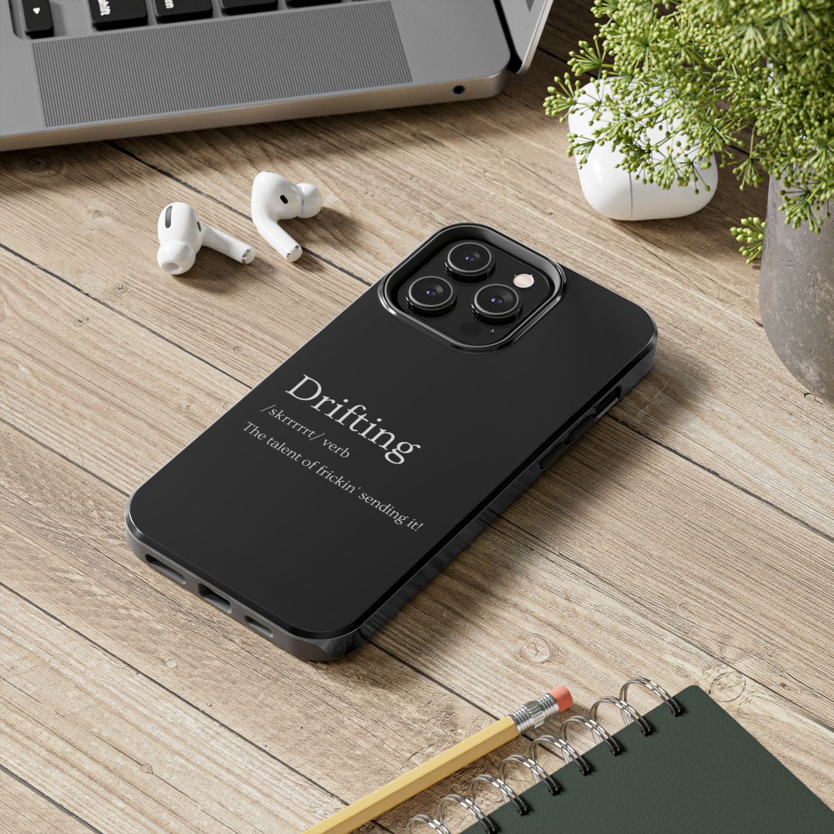 Drifting Definition tough phone case, lifestyle view