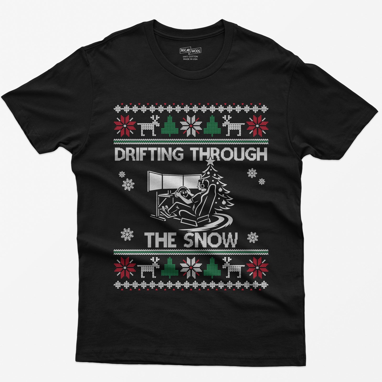 Drifting Through the Snow Sim Racing Christmas T-Shirt