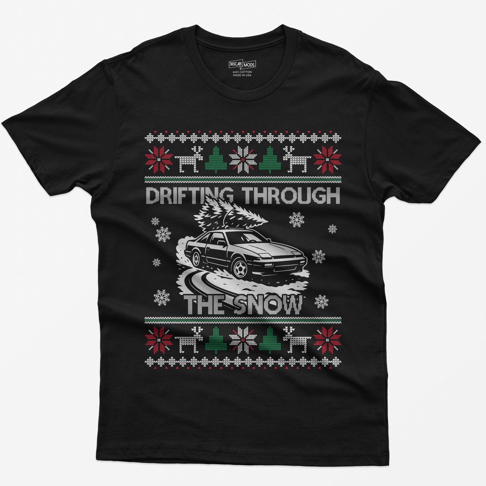 S13 240SX Drifting Through the Snow Ugly Christmas T-Shirt