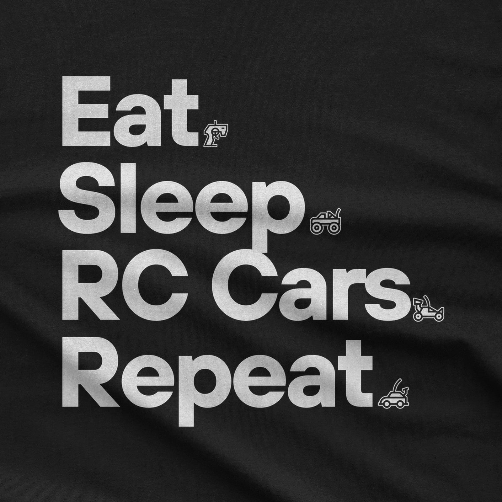 Eat Sleep RC Cars Repeat T-Shirt design close-up