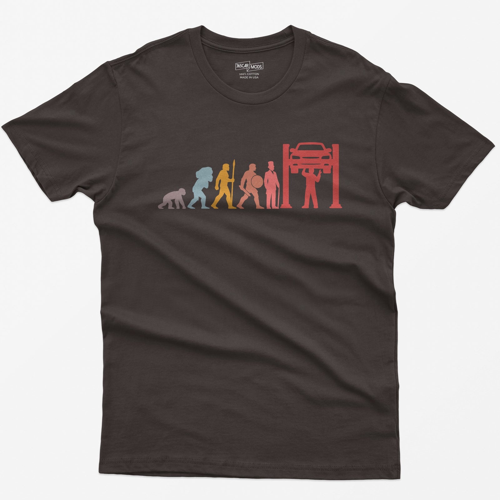 Evolution of a Mechanic Funny T-Shirt - Dark Chocolate