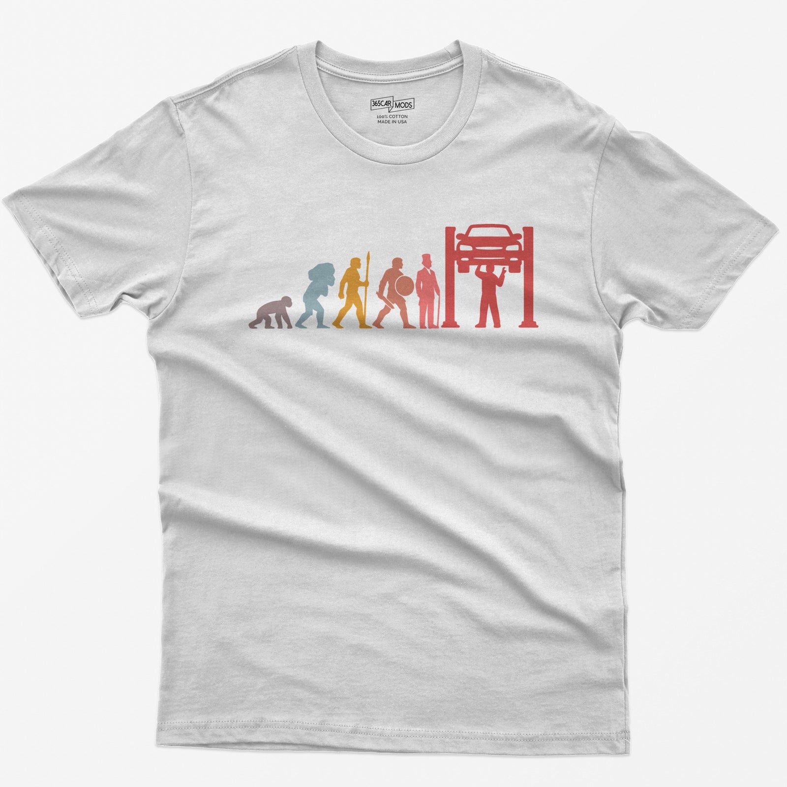 Evolution of a Mechanic Funny T-Shirt - White
