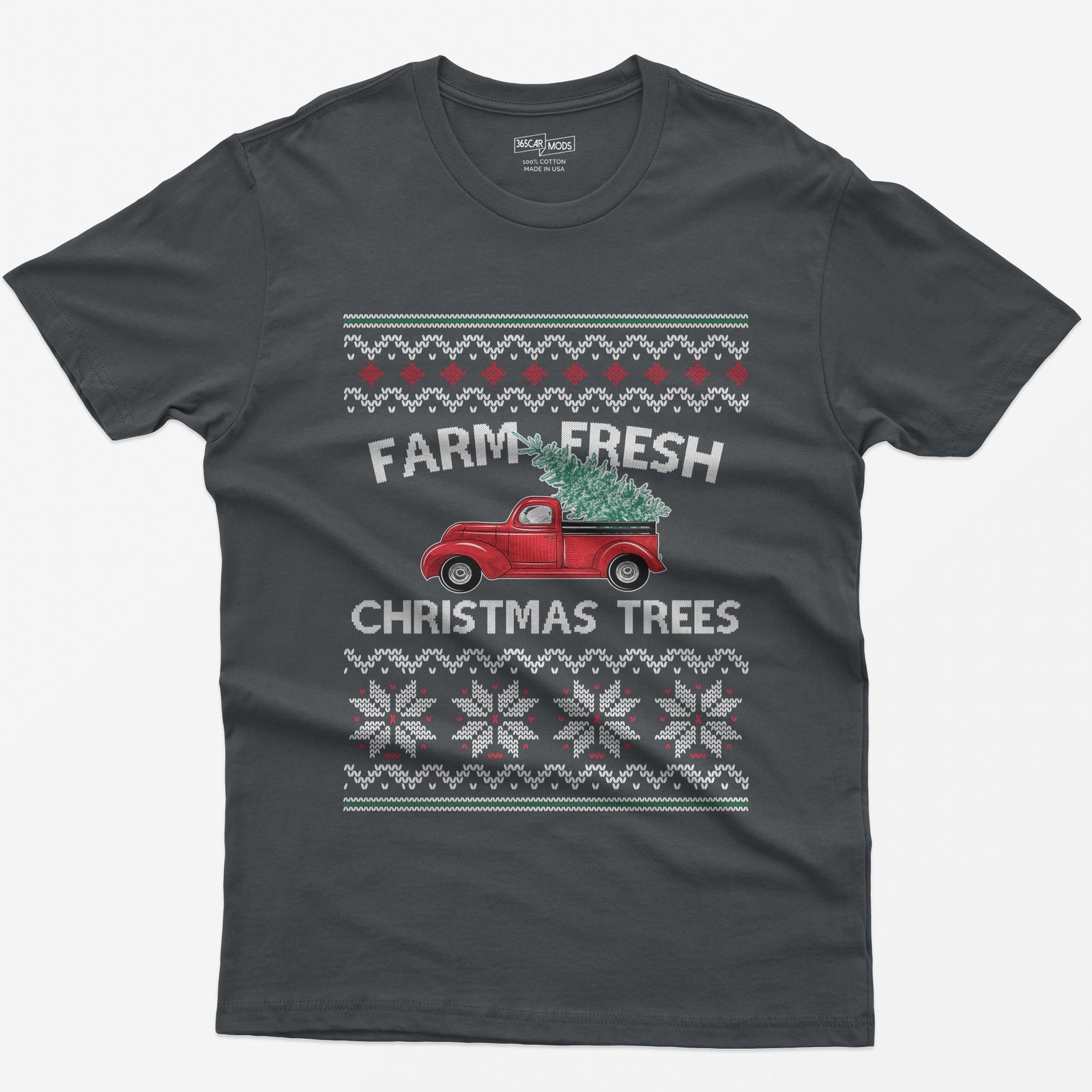 Farm Fresh Christmas Trees Vintage Red Truck T-Shirt - Charcoal