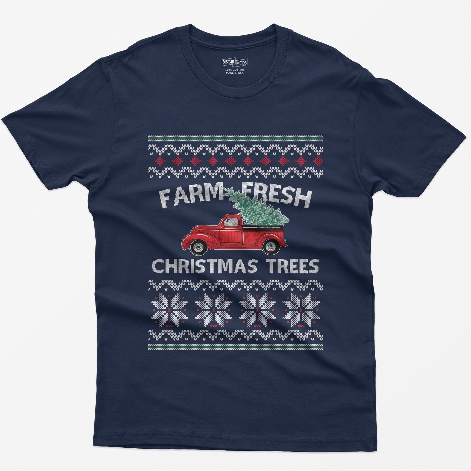 Farm Fresh Christmas Trees Vintage Red Truck T-Shirt - Navy