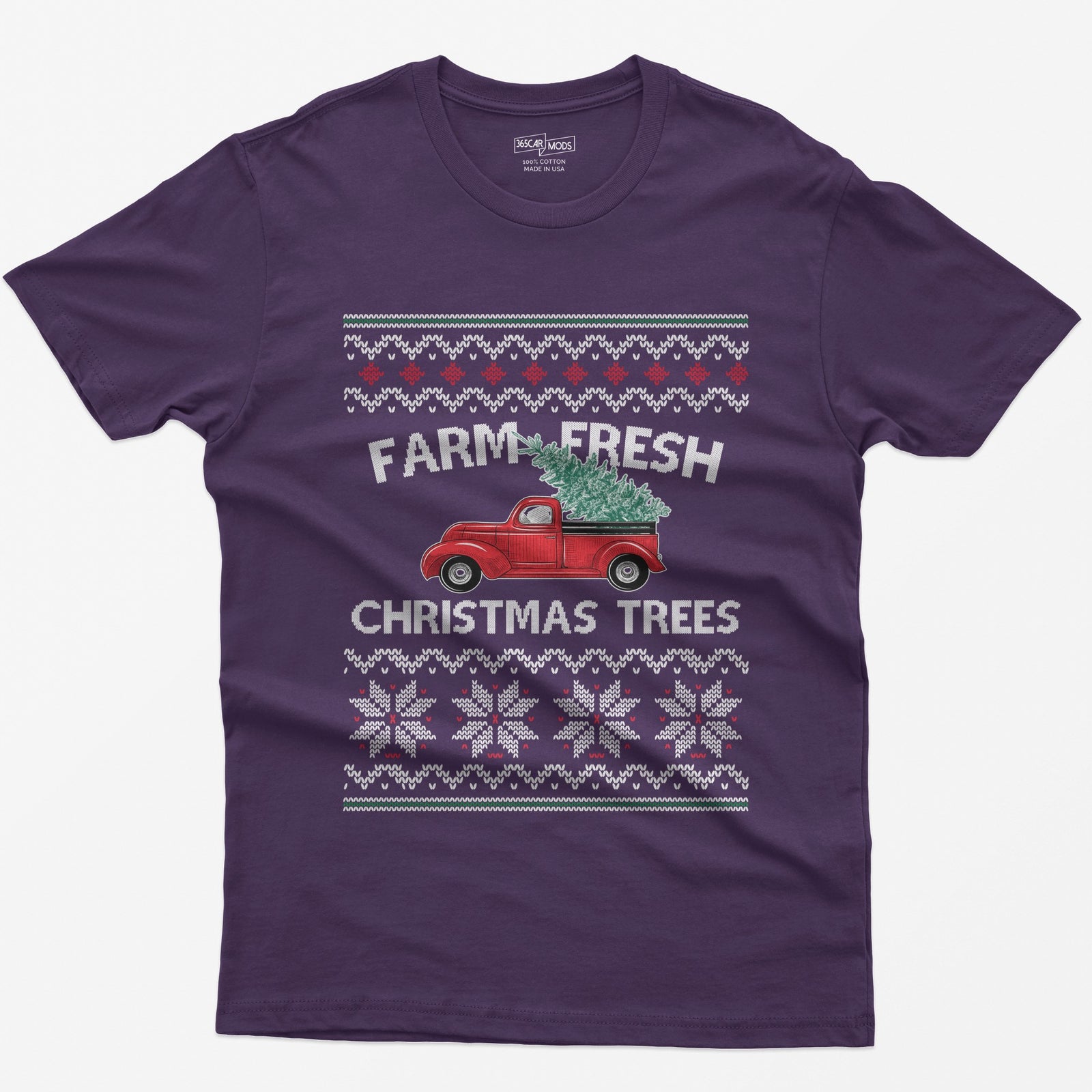Farm Fresh Christmas Trees Vintage Red Truck T-Shirt - Purple