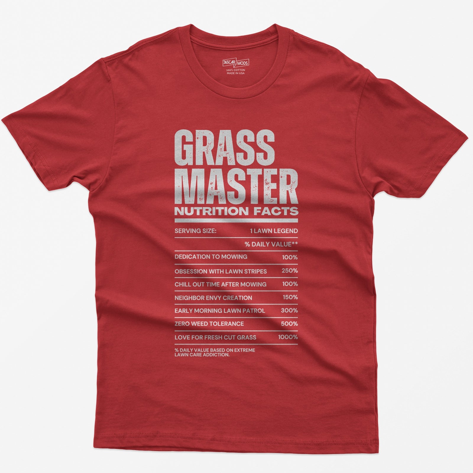 Grass Master Lawn Care Nutrition Facts T-Shirt - Red