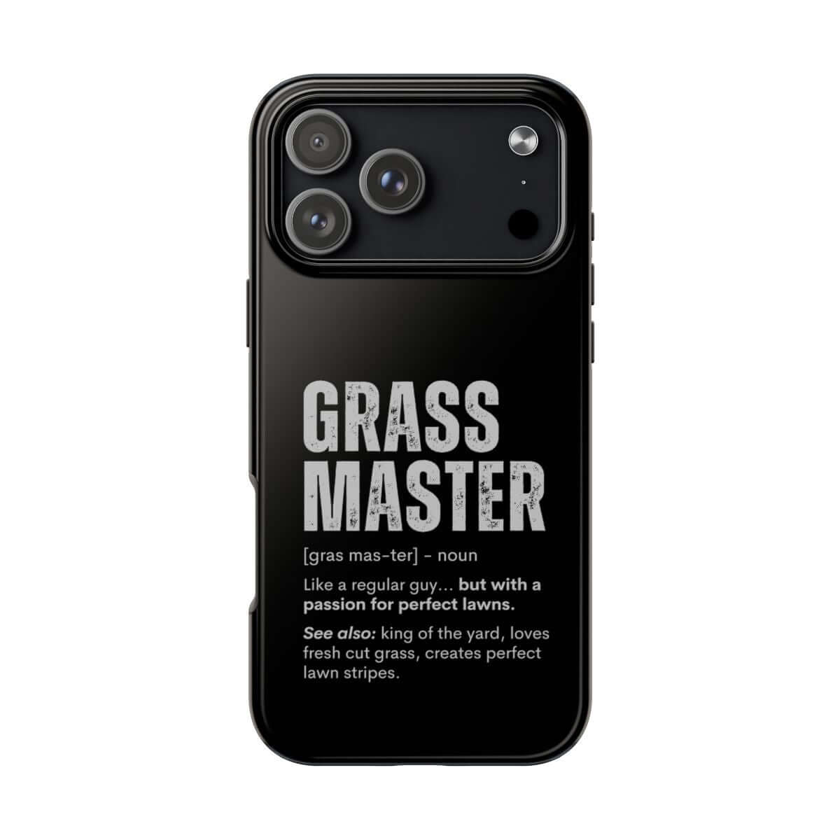 Grass Master tough phone case on iPhone 18 Pro Max, back view