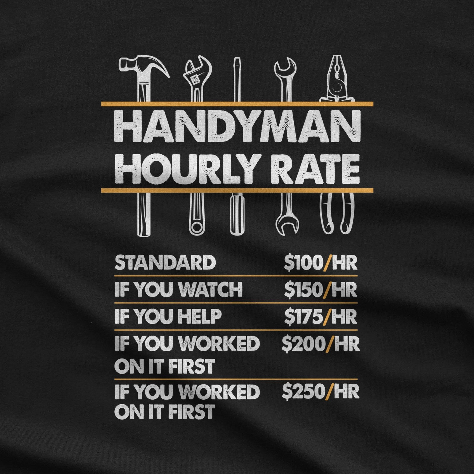 Handyman Hourly Rate T-Shirt design close-up