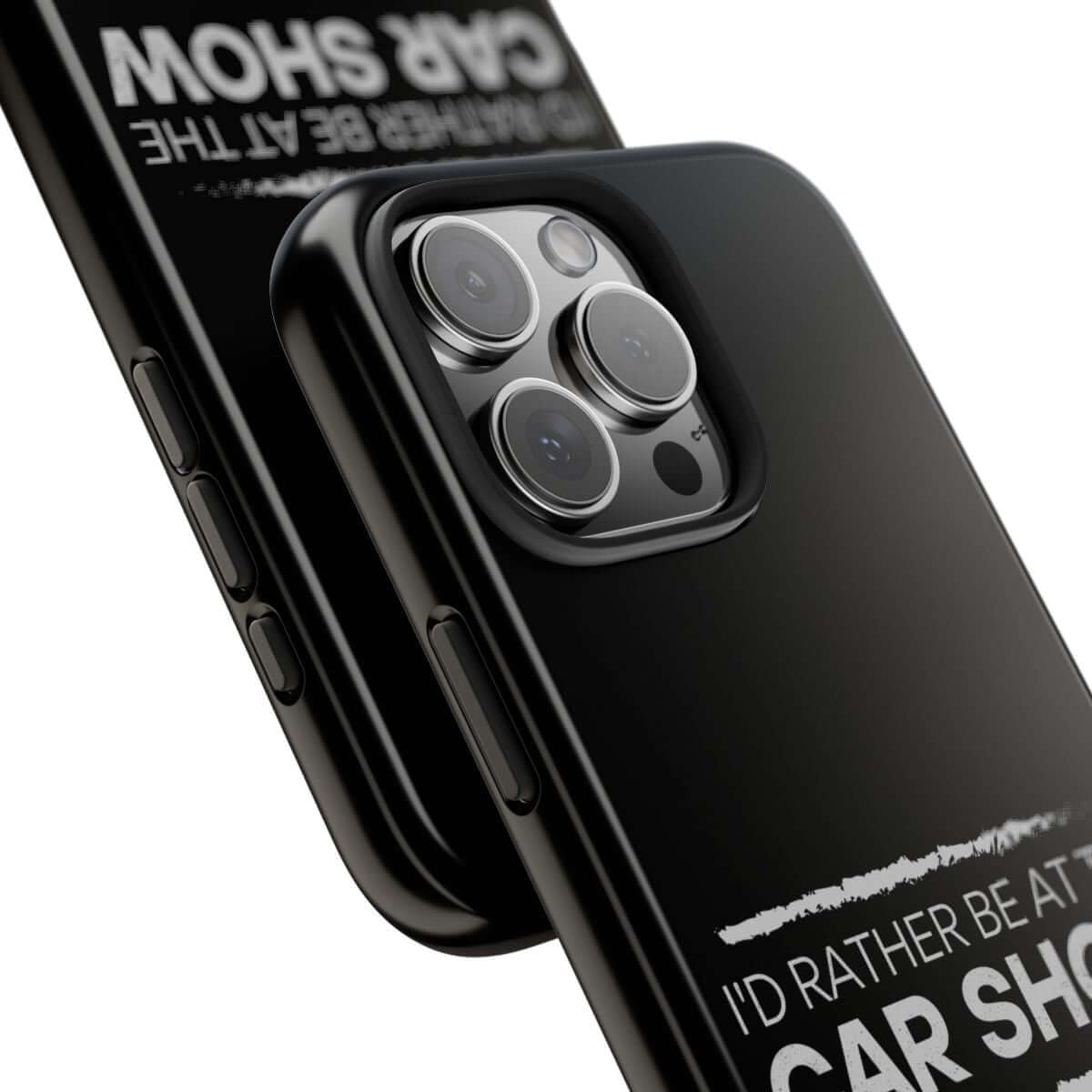 I'd Rather Be at the Car Show tough phone case, close-up of the print