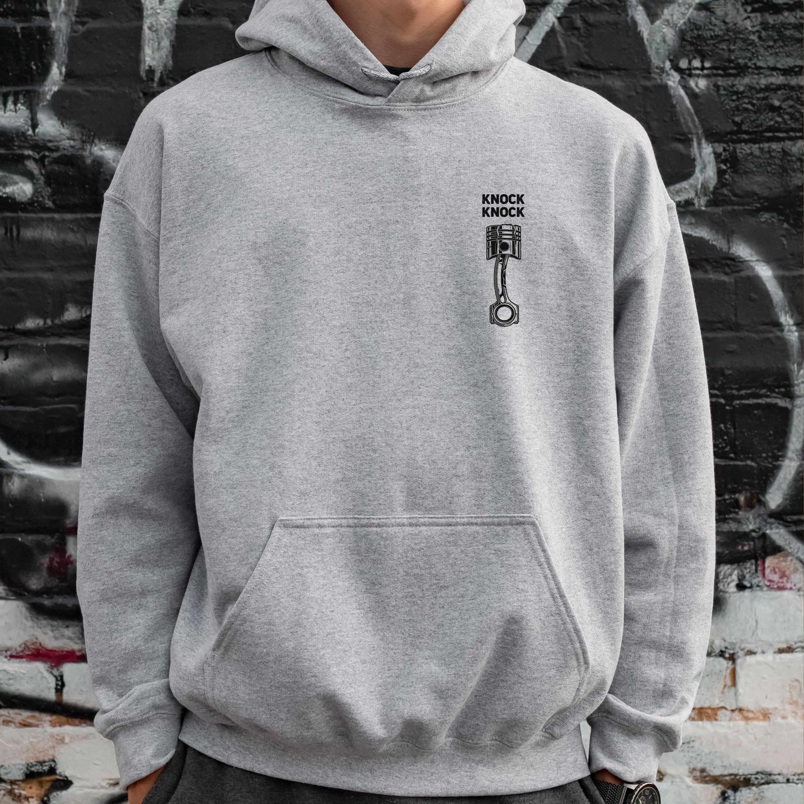 Knock Knock Piston hoodie - lifestyle photo