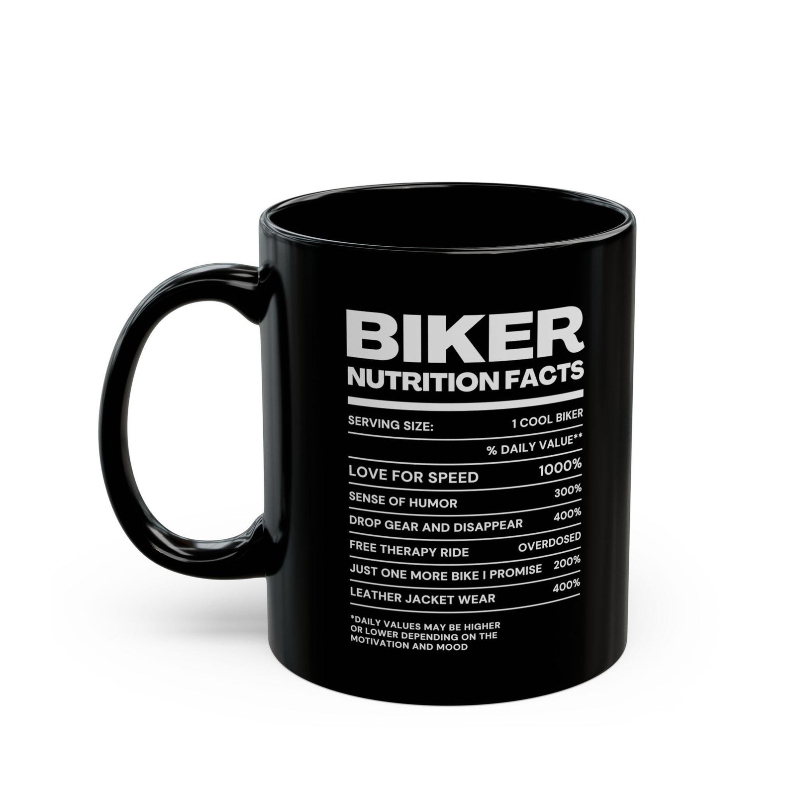 Biker Nutrition Facts Coffee Mug | Funny Motorcycle Rider Gift
