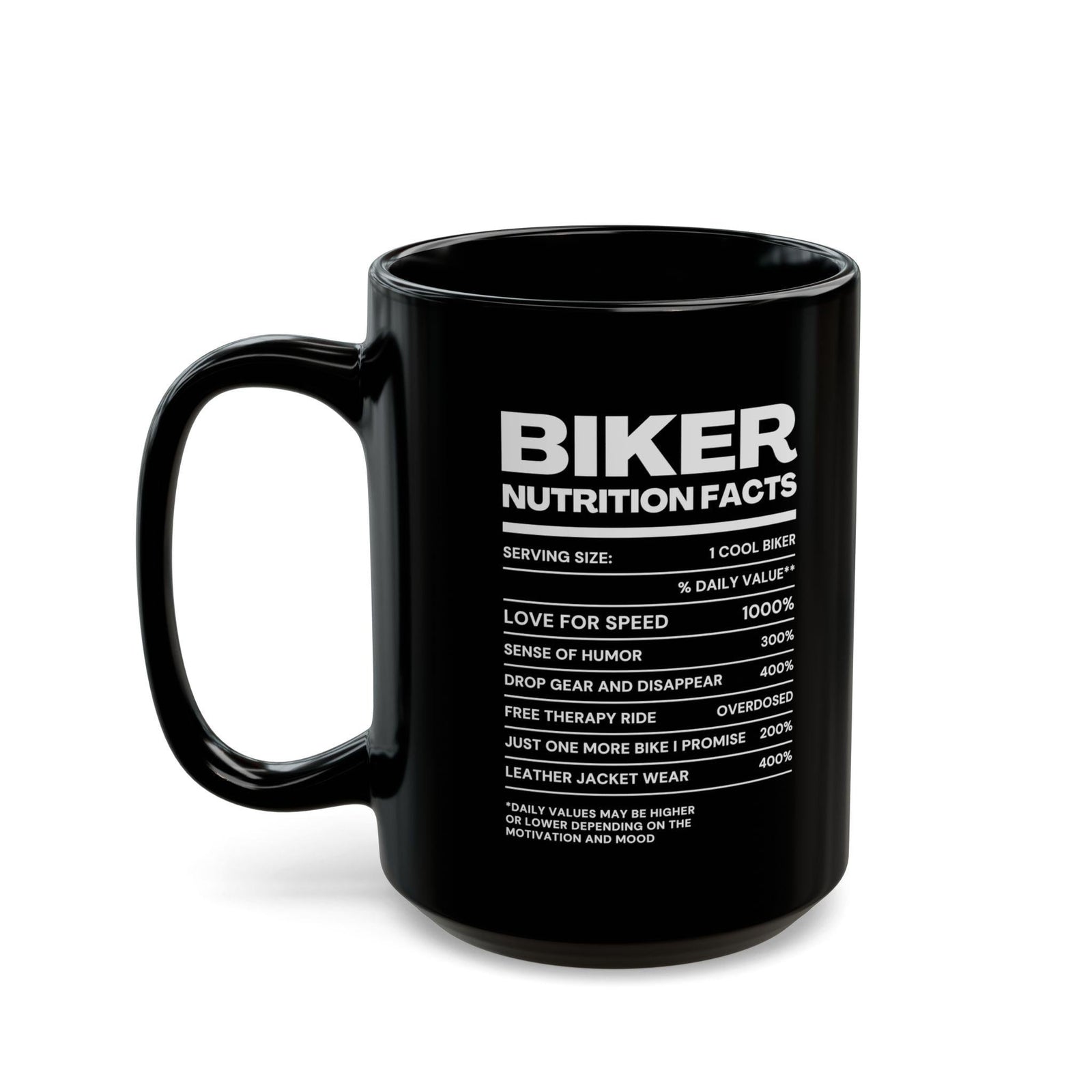 Biker Nutrition Facts Coffee Mug | Funny Motorcycle Rider Gift