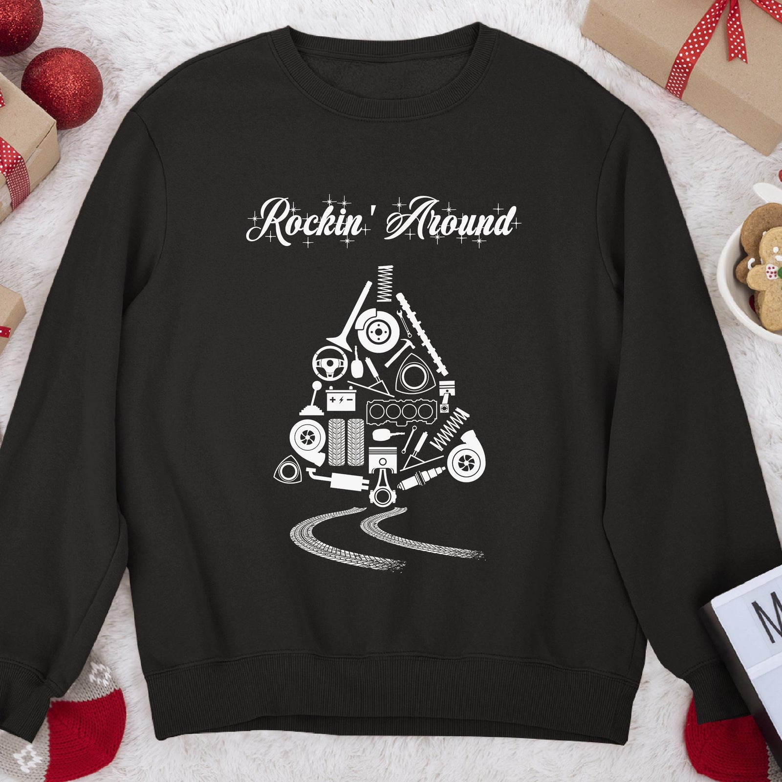 Car Parts Christmas Tree Sweatshirt, view 5