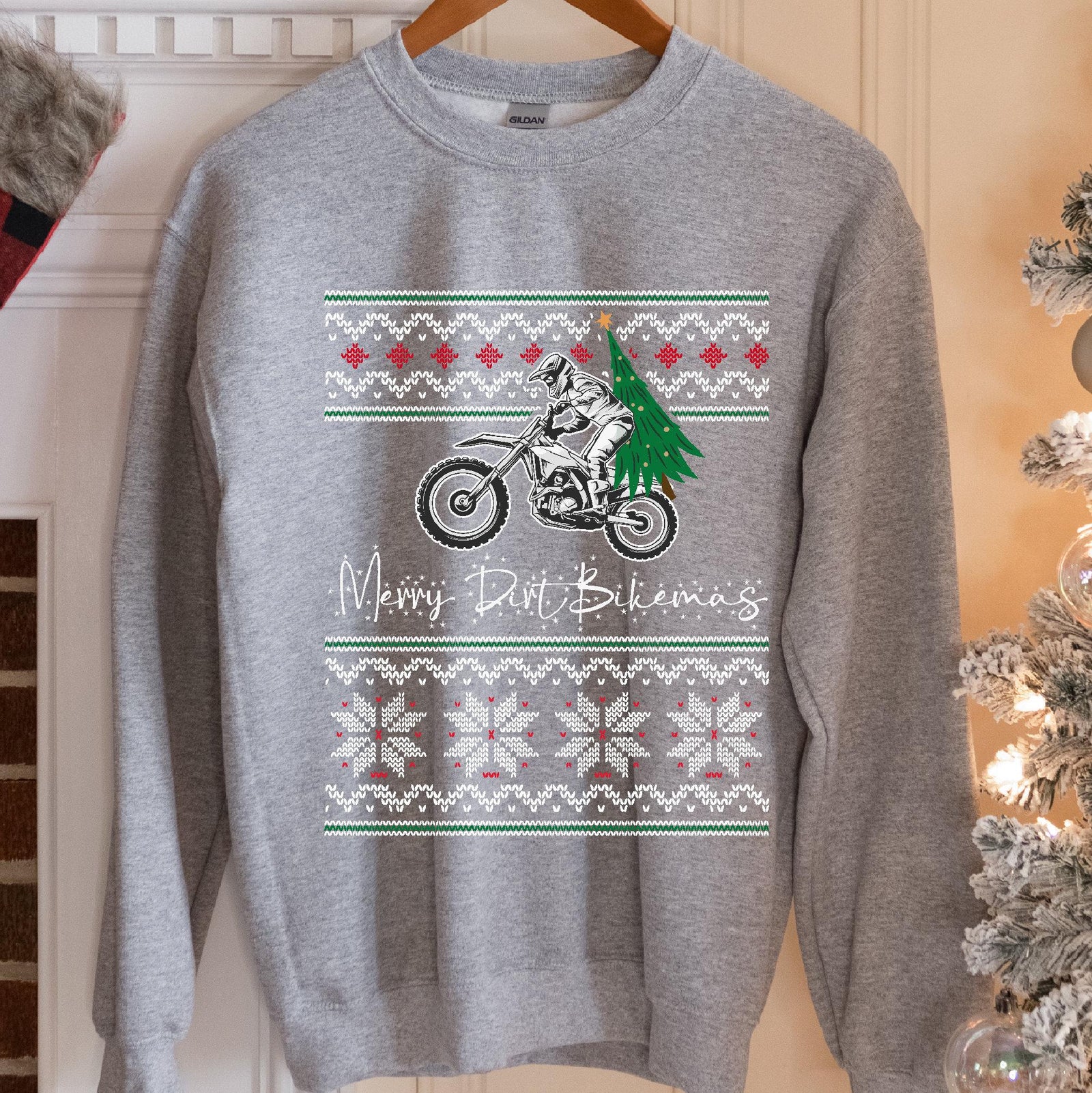 Merry Dirt Bikemas Christmas Sweatshirt - Sport Grey