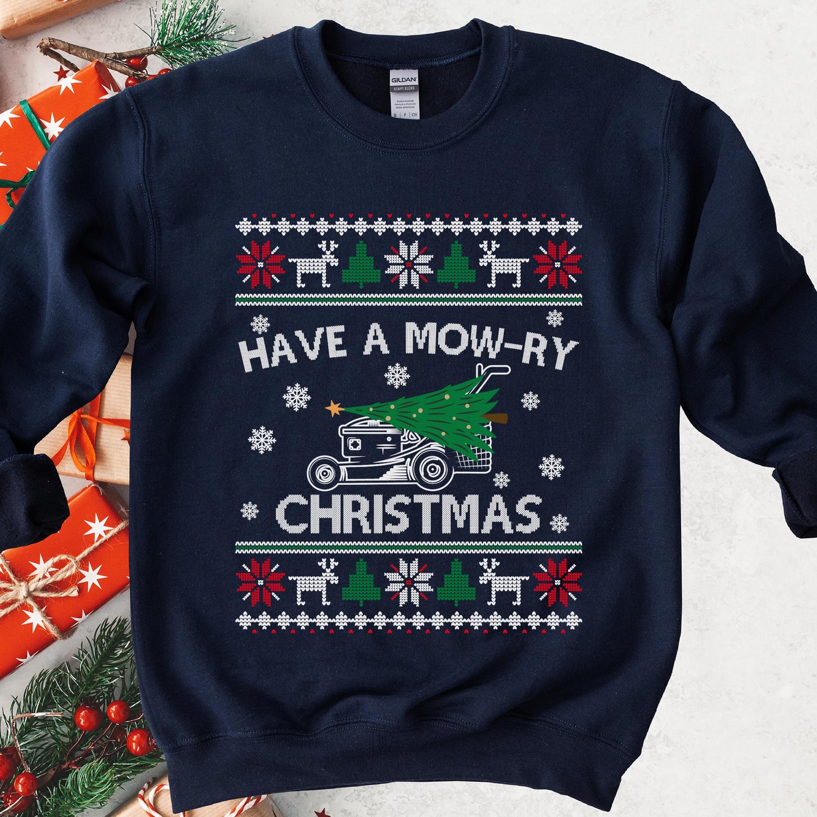 Have a Mow-ry Christmas Sweatshirt - Navy