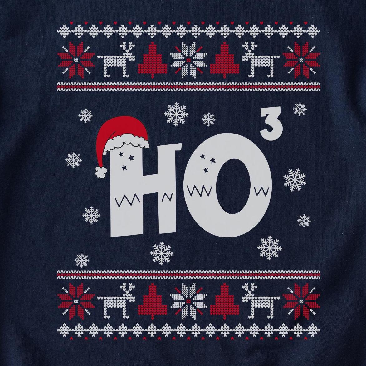 Ho Cubed Santa Hat Christmas Sweatshirt design close-up