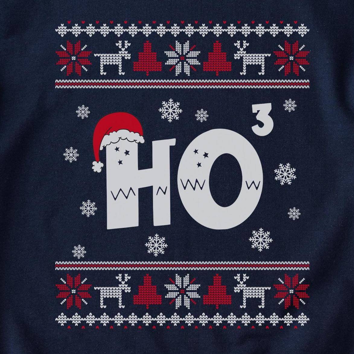 Ho Cubed Santa Hat Christmas Sweatshirt design close-up