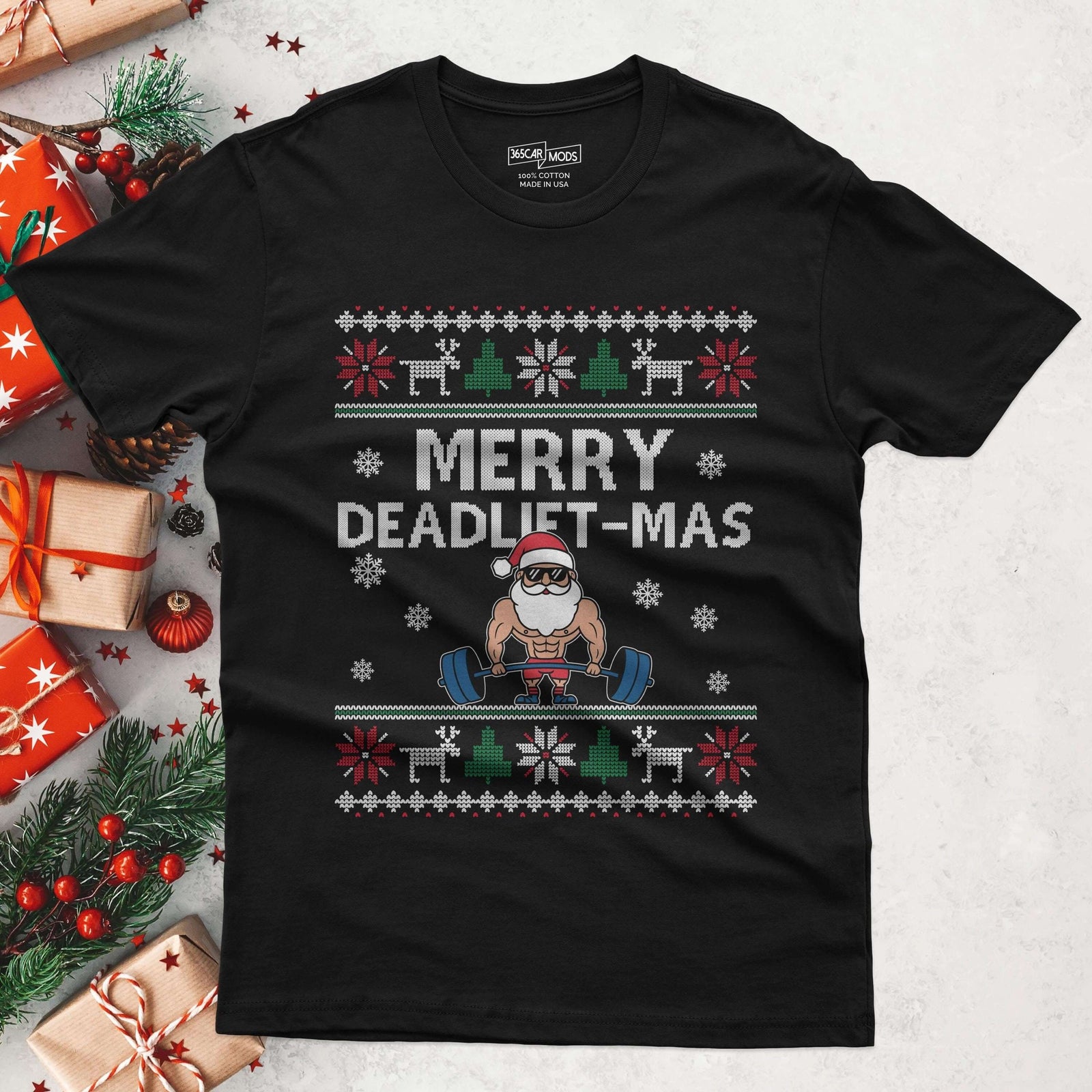 Merry Deadlift-Mas Santa Christmas T-Shirt - lifestyle photo