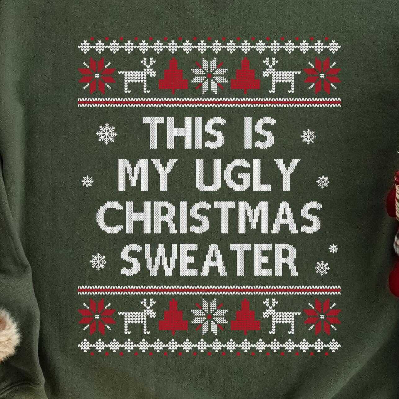 This Is My Ugly Christmas Sweater Sweatshirt design close-up