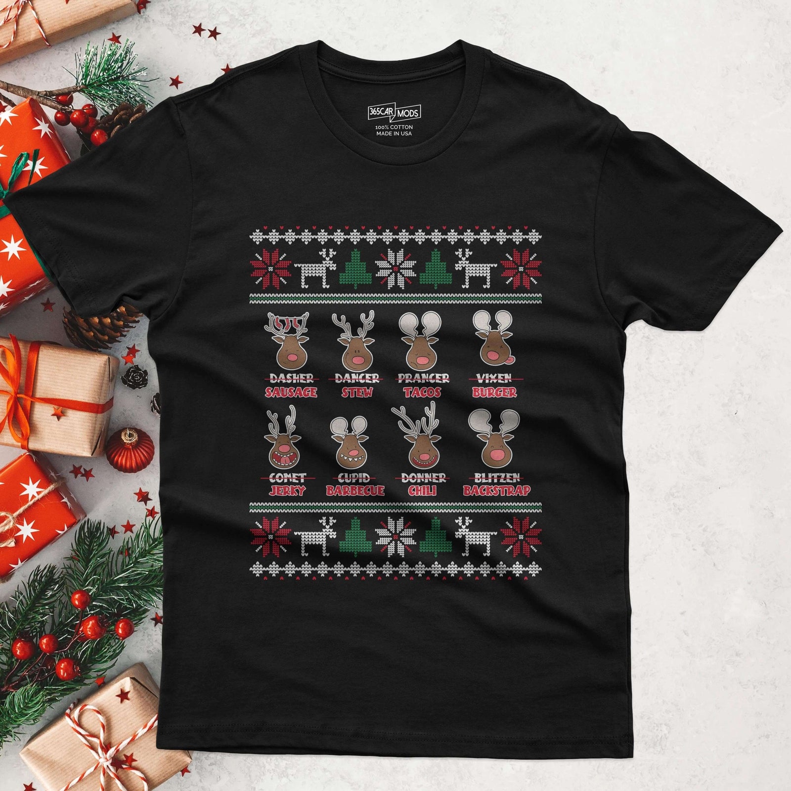 Reindeer Menu Deer Hunting Christmas T-Shirt - lifestyle photo