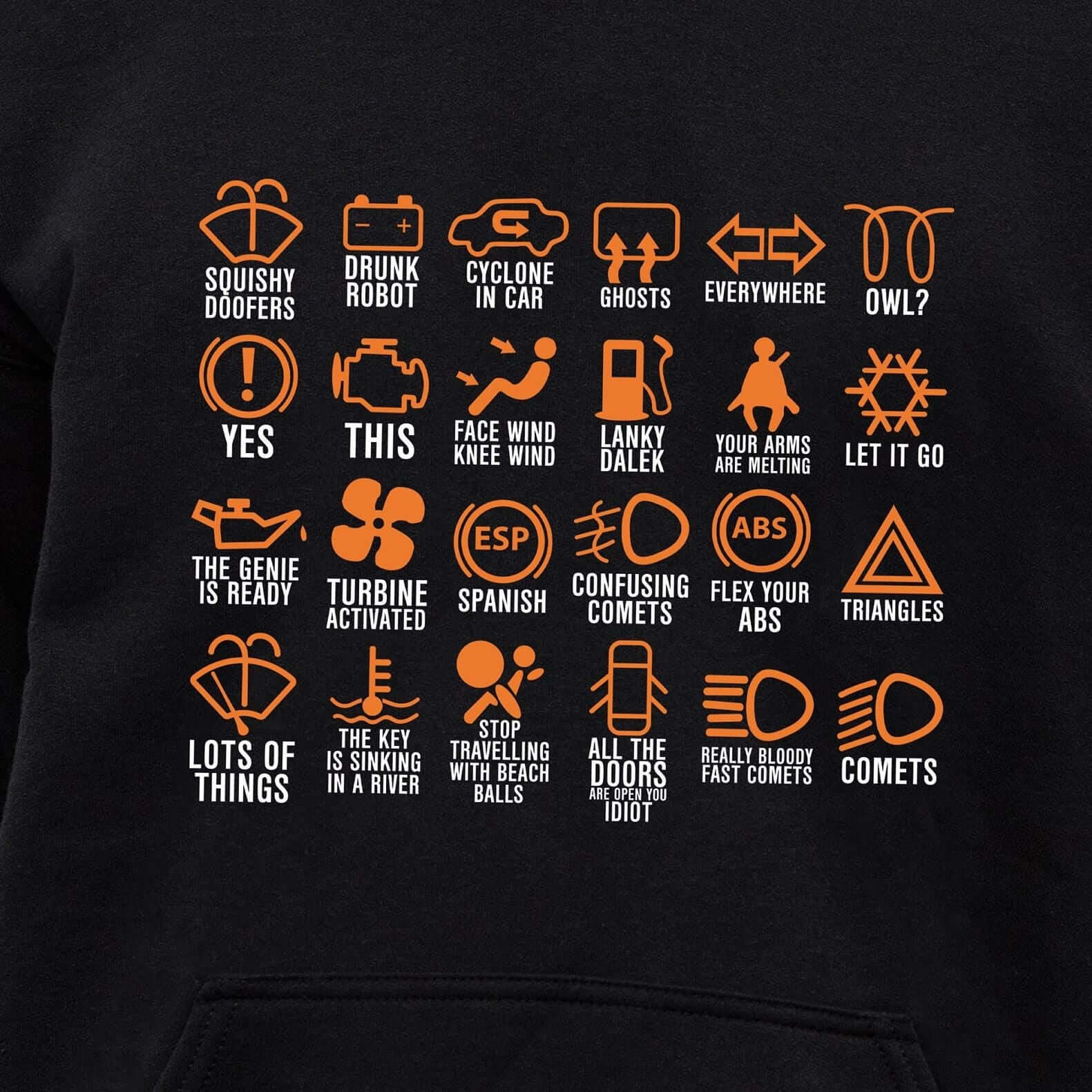 Dashboard Warning Lights Explained hoodie - print close-up