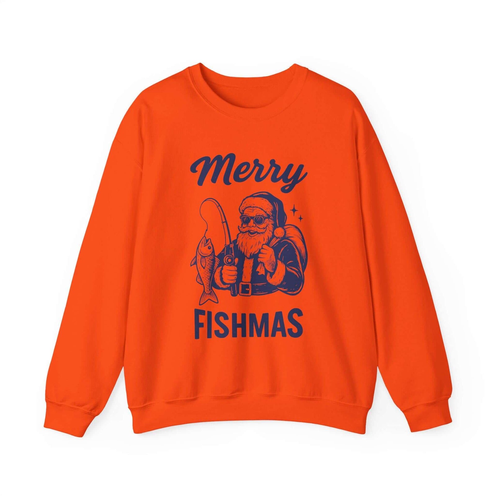 Merry Fishmas Santa Fishing Christmas Sweatshirt - Orange