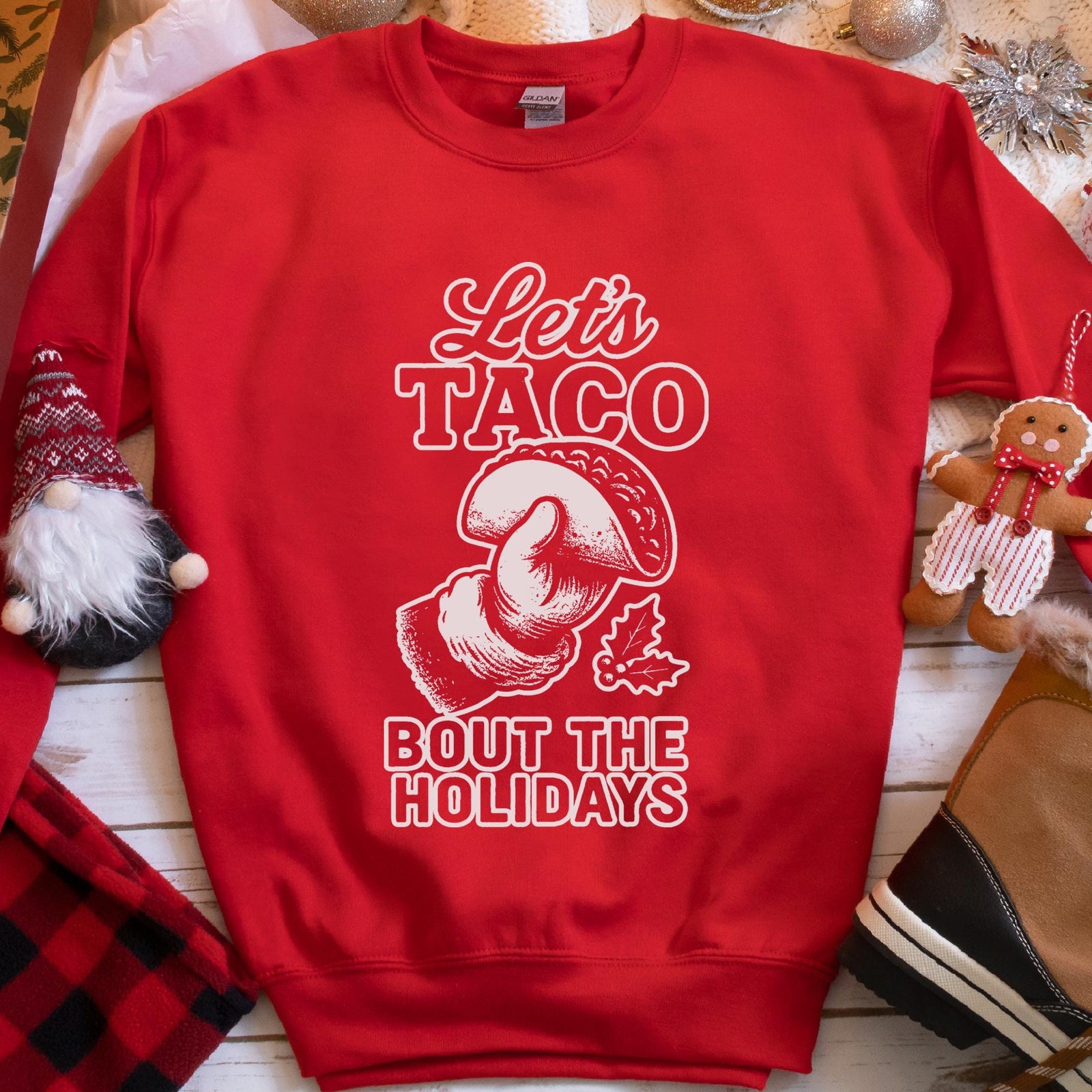 Let's Taco Bout the Holidays Sweatshirt - Red