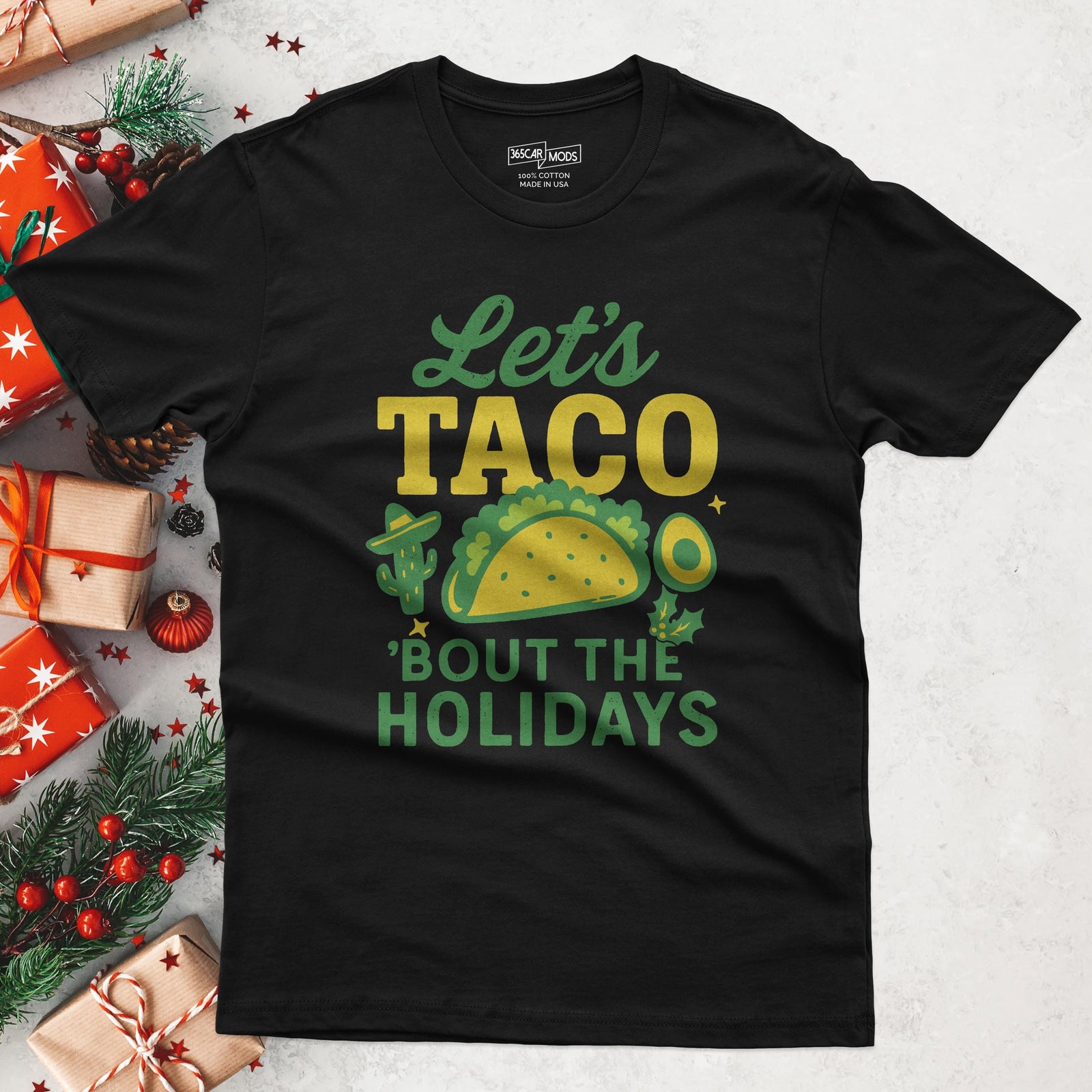 Let's Taco Bout the Holidays Christmas T-Shirt - lifestyle photo