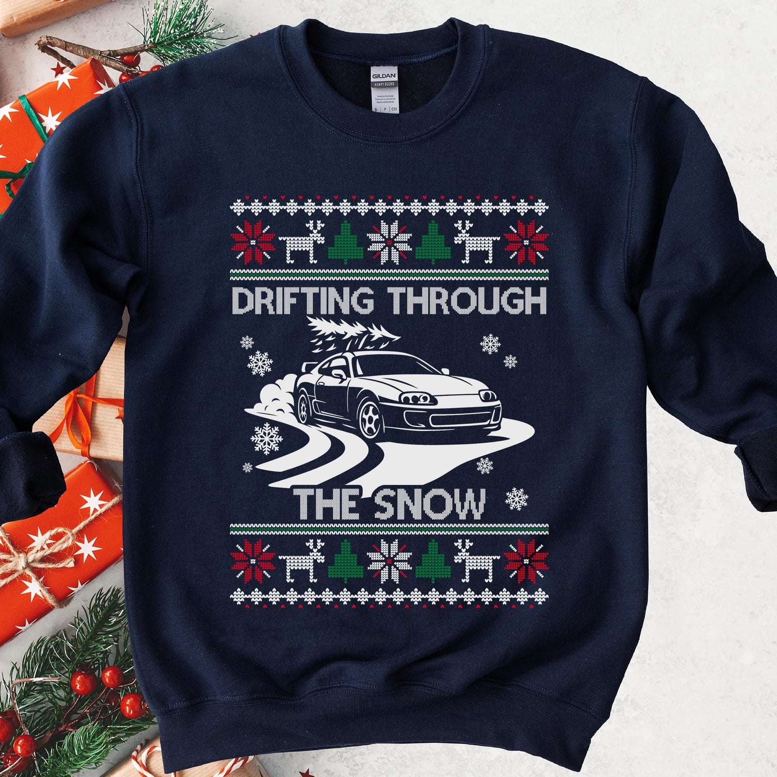 MKIV A80 Supra Christmas Drifting JDM Legend Crewneck Sweatshirt | Ugly Xmas Car Gift